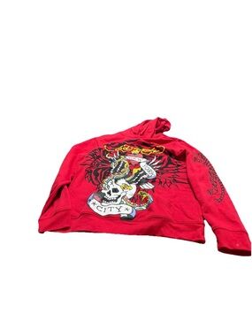 Ed Hardy Men's Red Tattoo Eagle Skull Snake New York Medium Hoodie